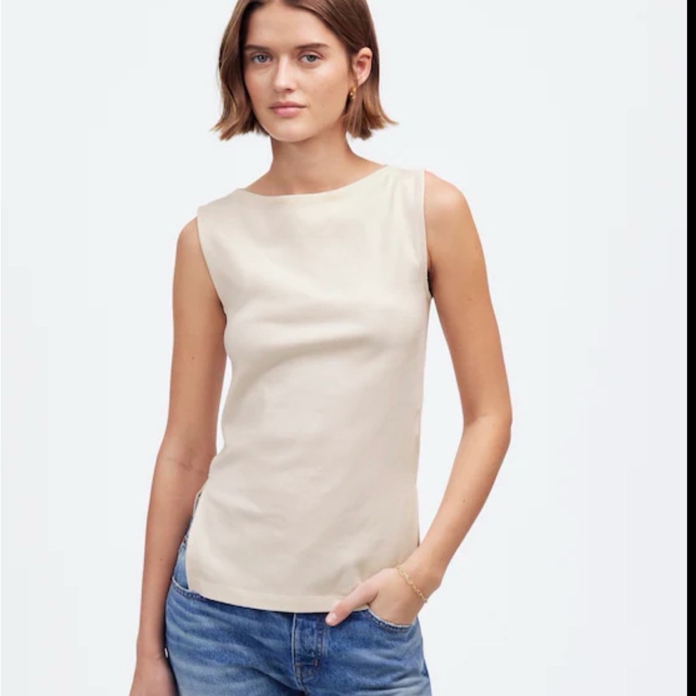 Madewell Sleeveless Boatneck Side Slit Tee